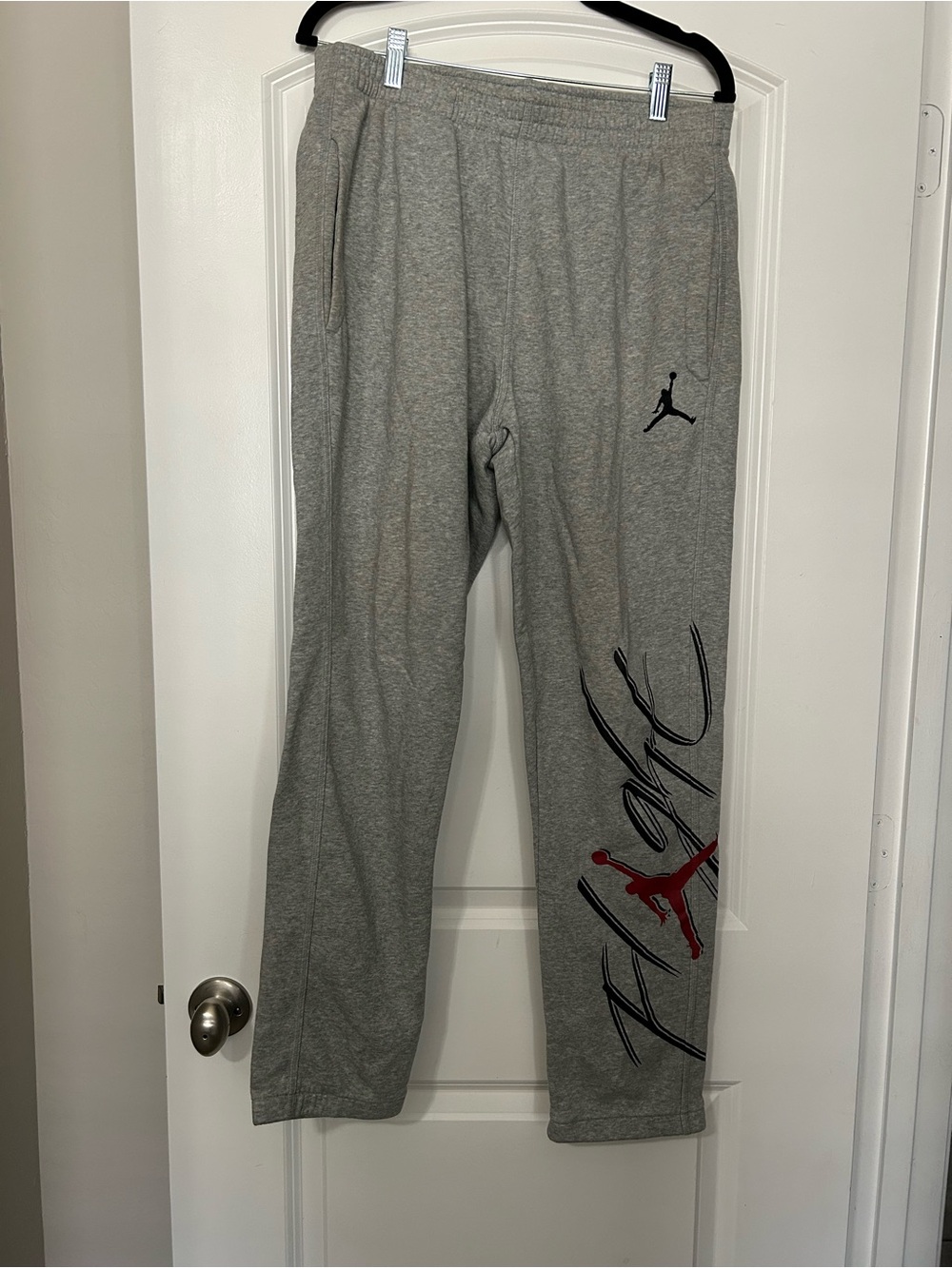 Jordan Gray Sweatpants with Black & Red Jumpman Graphics